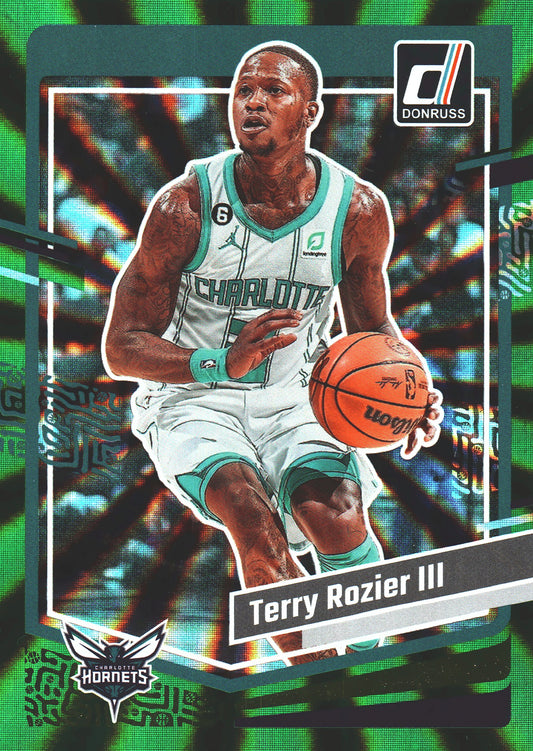 2023 Panini Donruss Green Lazer Terry Rozier III #120 Charlotte Hornets