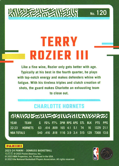 2023 Panini Donruss Green Lazer Terry Rozier III #120 Charlotte Hornets