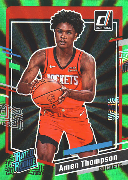 2023 Panini Donruss Green Lazer Amen Thompson Rated Rookie RC #206 Houston Rockets
