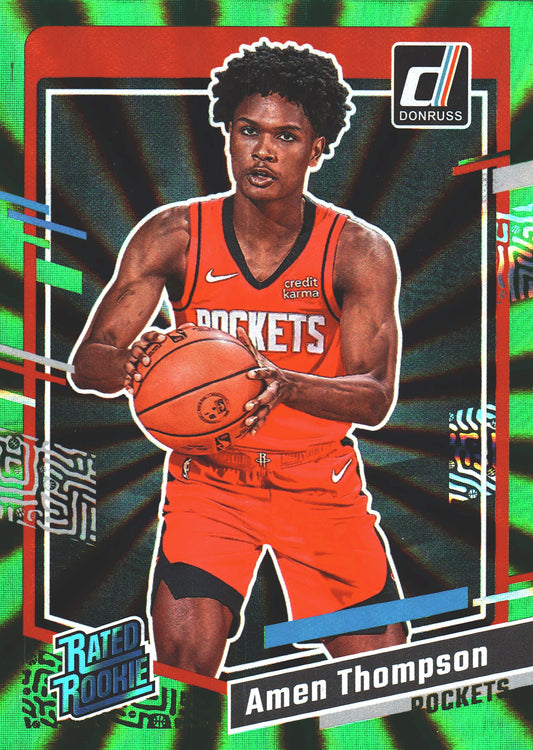 2023 Panini Donruss Green Lazer Amen Thompson Rated Rookie RC #206 Houston Rockets