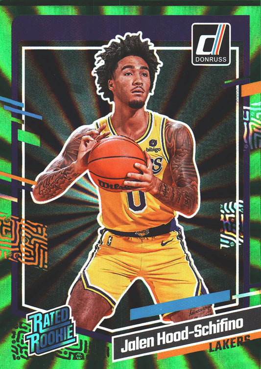 2023 Panini Donruss Green Lazer Jalen Hood-Schifino Rated Rookie RC #216 Los Angeles Lakers