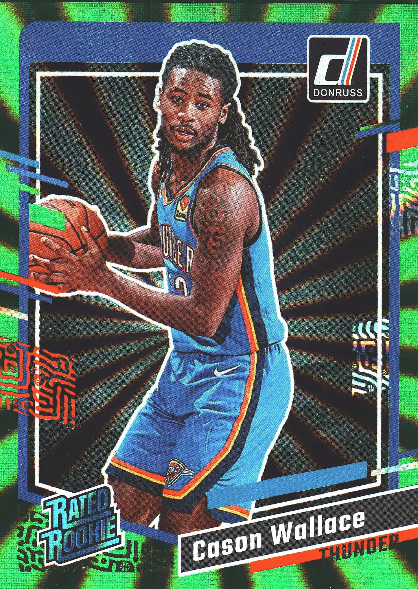 2023 Panini Donruss Green Lazer Cason Wallace Rated Rookie RC #231 Oklahoma City Thunder