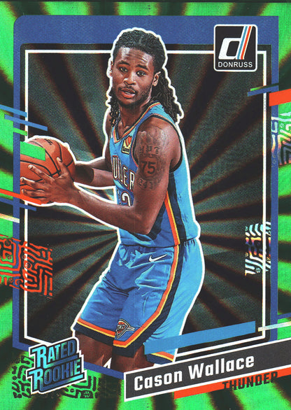 2023 Panini Donruss Green Lazer Cason Wallace Rated Rookie RC #231 Oklahoma City Thunder