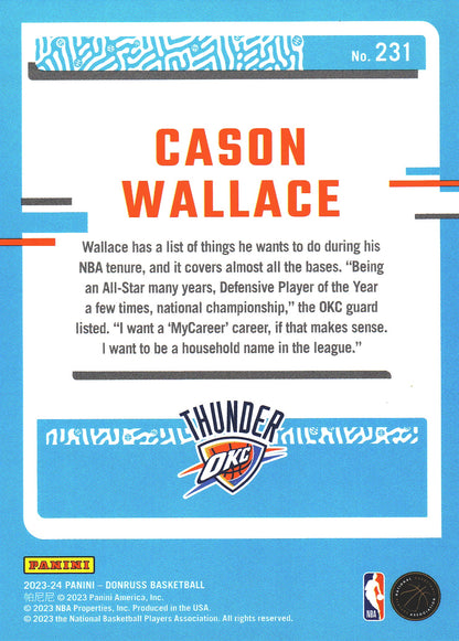 2023 Panini Donruss Green Lazer Cason Wallace Rated Rookie RC #231 Oklahoma City Thunder