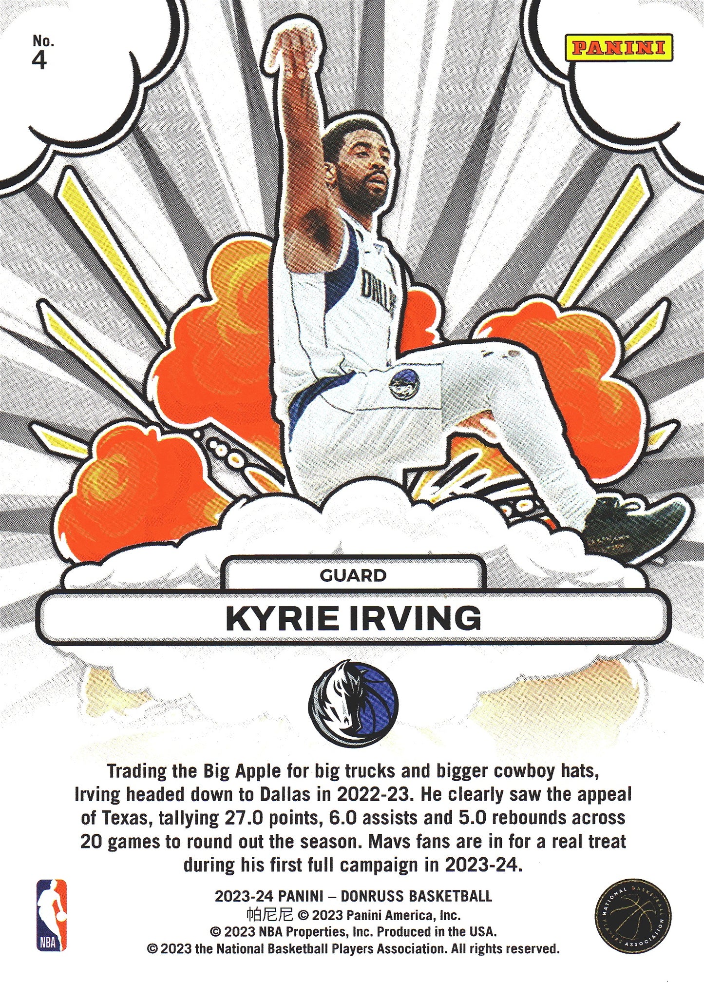 2023 Panini Donruss Bomb Squad Kyrie Irving #4 Dallas Mavericks