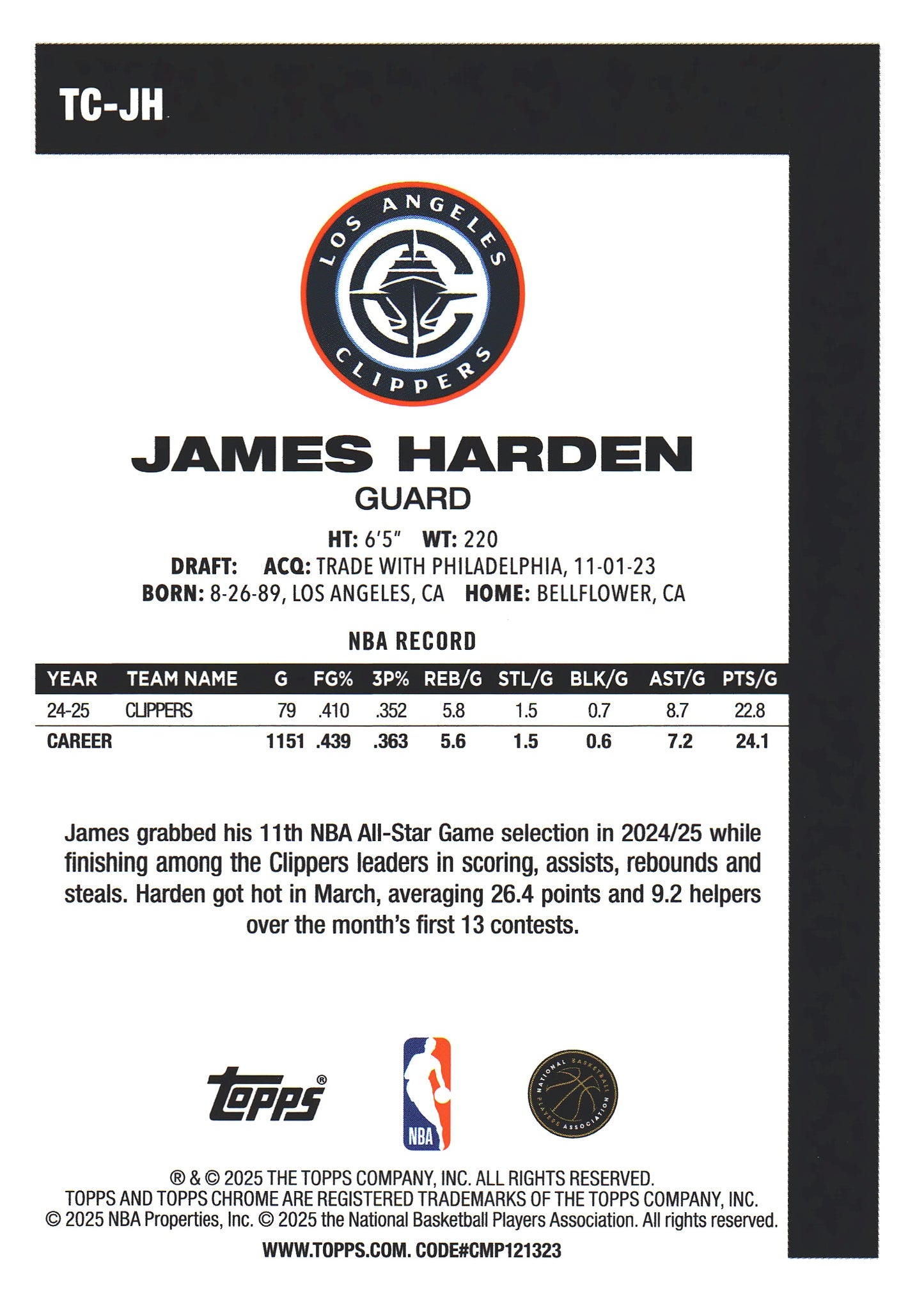 2025 Topps NBA 1980-81 Topps Chrome Mojo James Harden #TC-JH Los Angeles Clippers