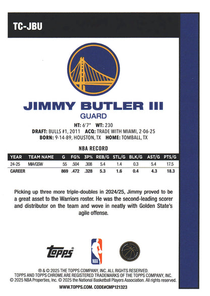 2025 Topps NBA 1980-81 Topps Chrome Mojo Jimmy Butler III #TC-JBU Golden State Warriors