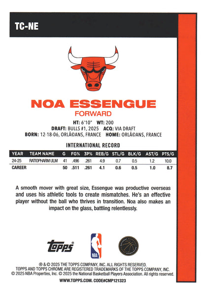 2025 Topps NBA 1980-81 Topps Chrome Mojo Noa Essengue RC #TC-NE Chicago Bulls