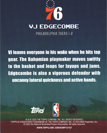 2025 Topps NBA 8-Bit Ballers VJ Edgecombe #8B-33 Philadelphia 76ers