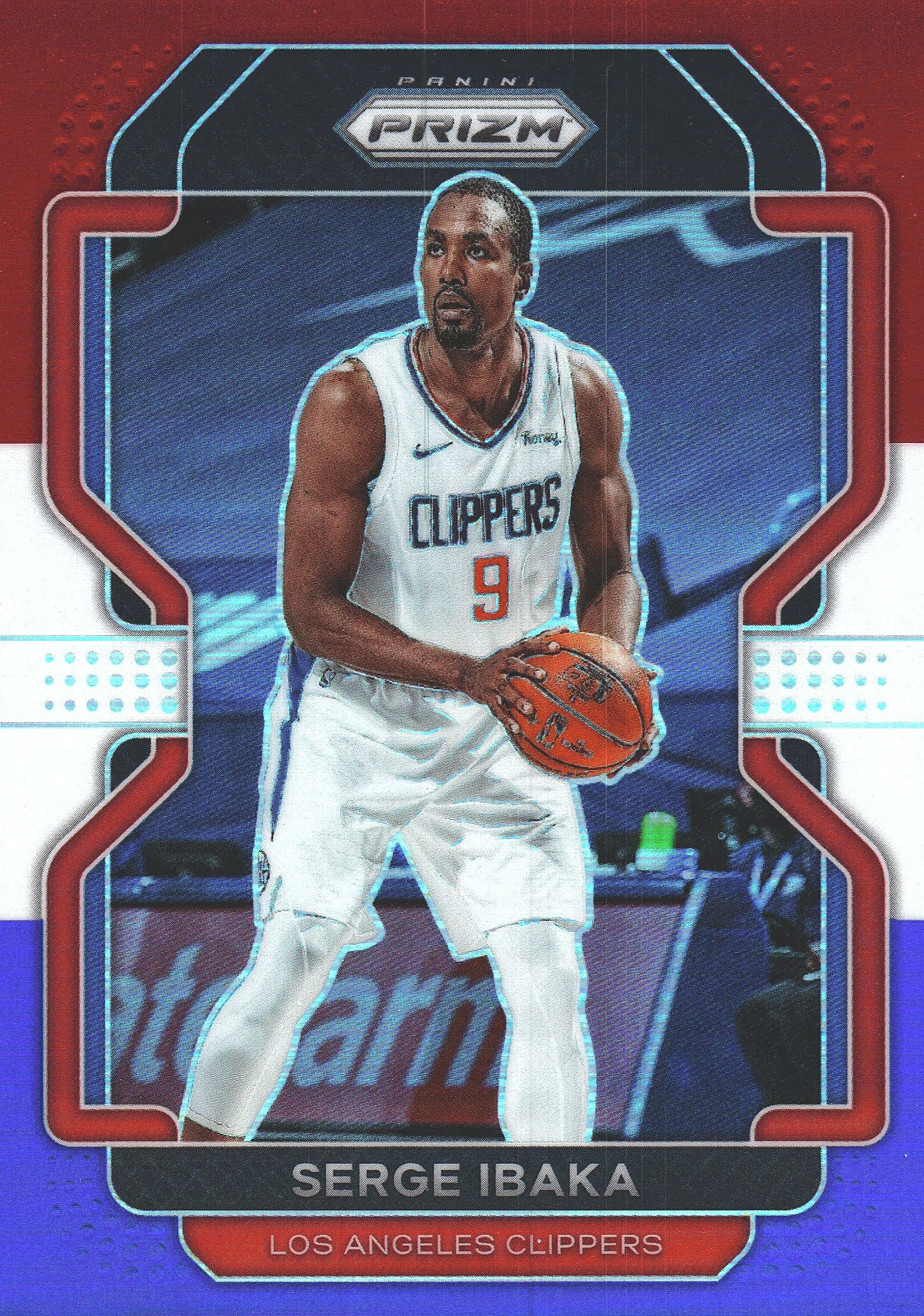 2021 Panini Prizm Blue White Red Serge Ibaka #18 Los Angeles Clippers