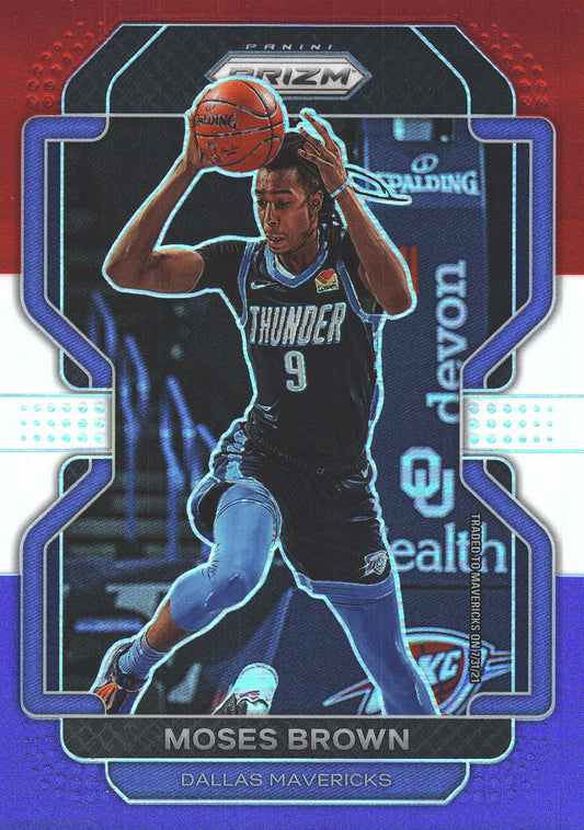 2021 Panini Prizm Blue White Red Moses Brown #173 Dallas Mavericks