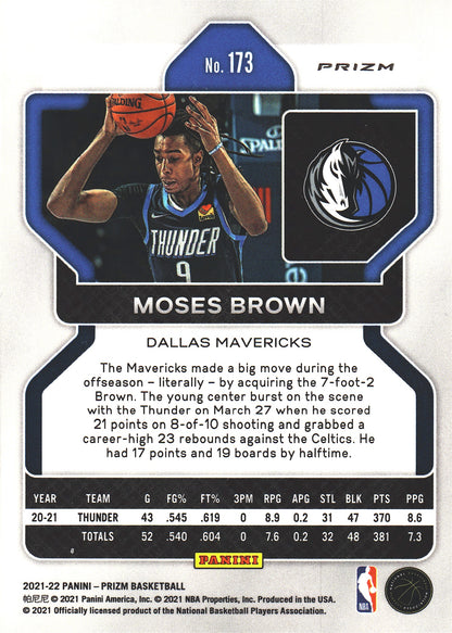 2021 Panini Prizm Blue White Red Moses Brown #173 Dallas Mavericks
