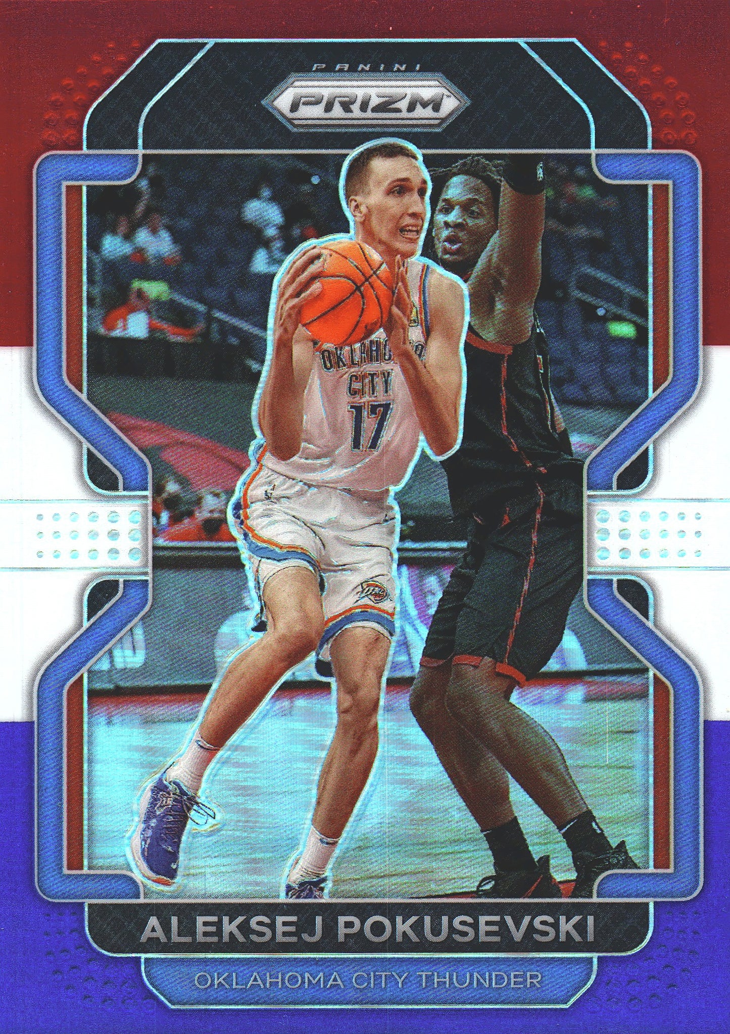 2021 Panini Prizm Blue White Red Aleksej Pokusevski #225 Oklahoma City Thunder