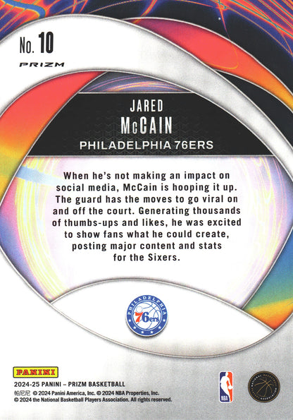 2024 Panini Prizm Instant Impact Silver Jared McCain RC #10 Philadelphia 76ers