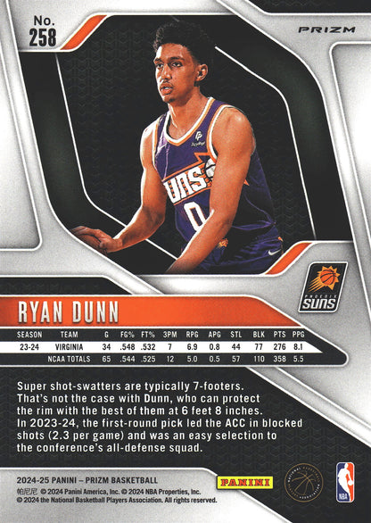 2024 Panini Prizm Chinese Ryan Dunn RC #258 Phoenix Suns