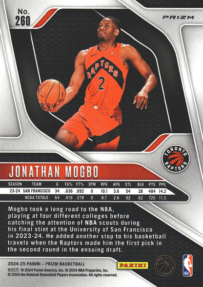 2024 Panini Prizm Chinese Jonathan Mogbo RC #260 Toronto Raptors
