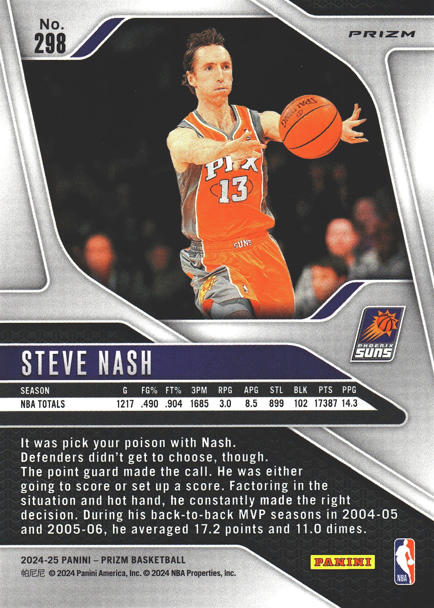 2024 Panini Prizm Chinese Steve Nash LGD #298 Phoenix Suns