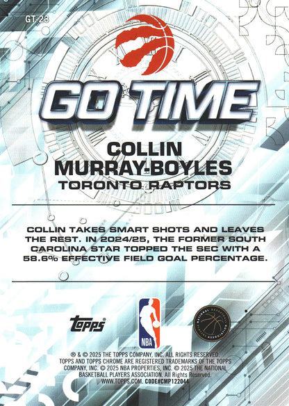 2025 Topps Chrome NBA Go Time Raywave Colin Murray-Boyles RC #GT-13 Toronto Raptors