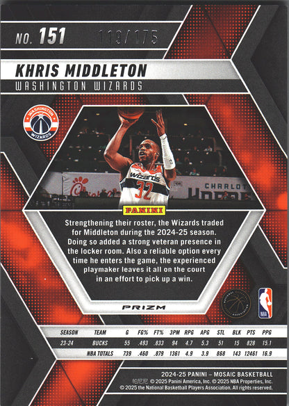 2024 Panini Mosaic Pink /175 Khris Middleton #151 Washington Wizards