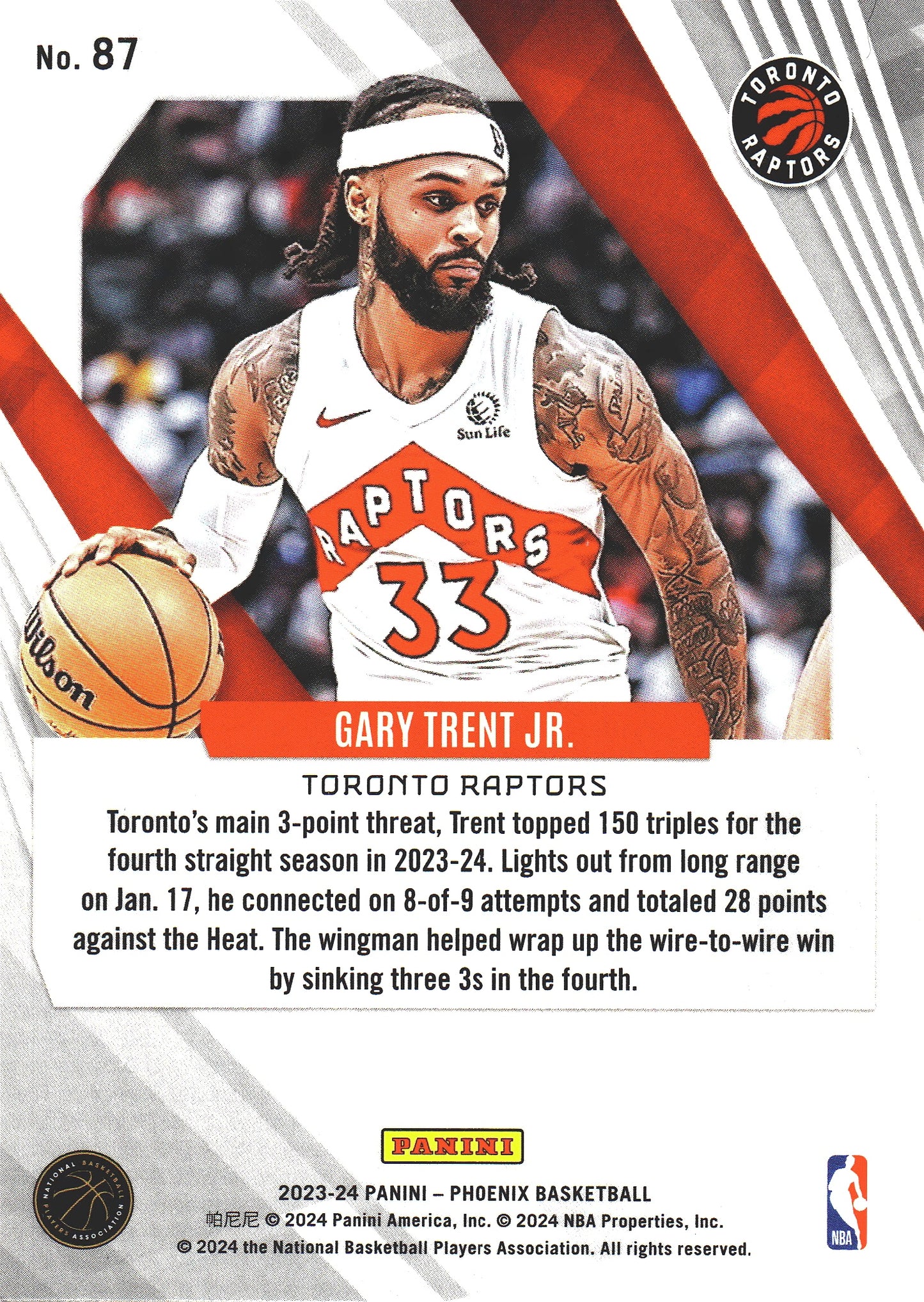 2023 Panini Phoenix Blue Ice Gary Trent Jr. #87 Toronto Raptors