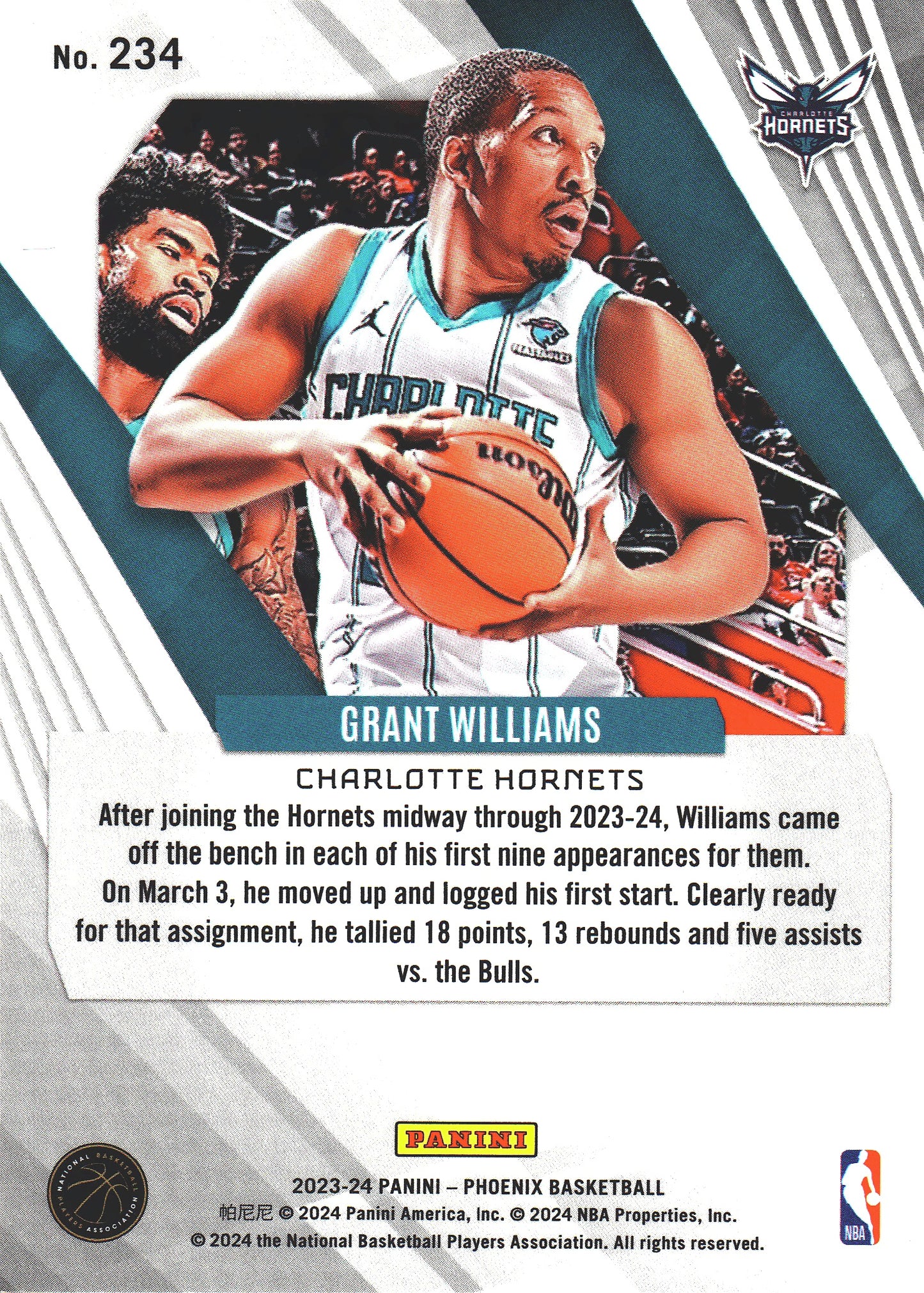 2023 Panini Phoenix Blue Ice Grant Williams #234 Charlotte Hornets