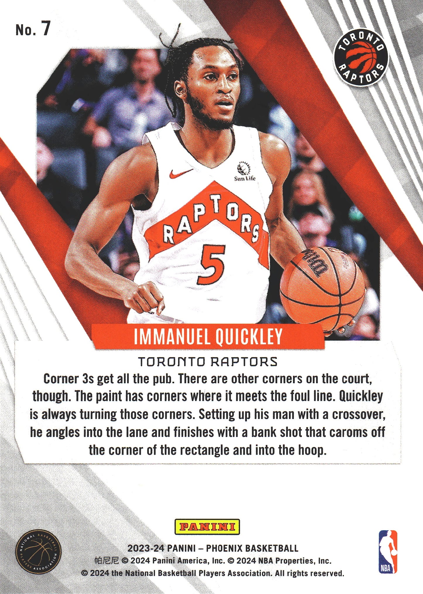 2023 Panini Phoenix Red Ice Immanuel Quickley #7 Toronto Raptors