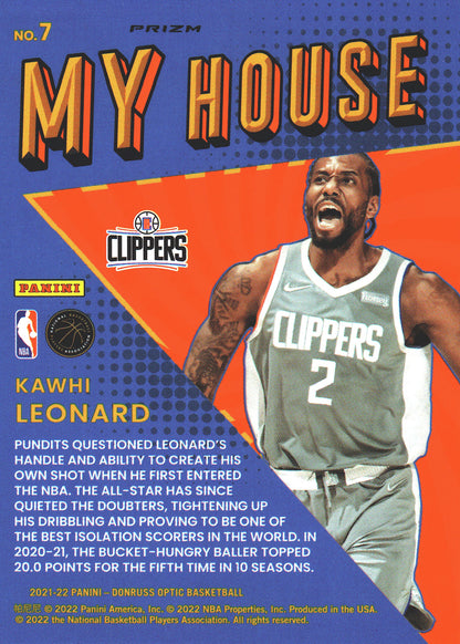 2021 Panini Donruss Optic My House Purple Kawhi Leonard #7 Los Angeles Clippers