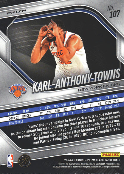 2024 Panini Prizm Black Red Wave Karl-Anthony Towns #107 New York Knicks