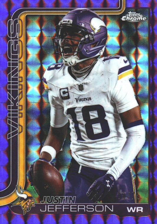 2025 Topps Chrome Justin Jefferson Variation Purple /75 #195 Minnesota Vikings