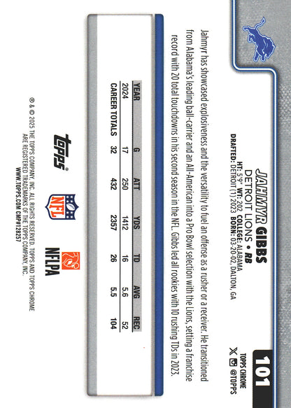 2025 Topps Chrome Jahmyr Gibbs Pink /250 Detroit Lions