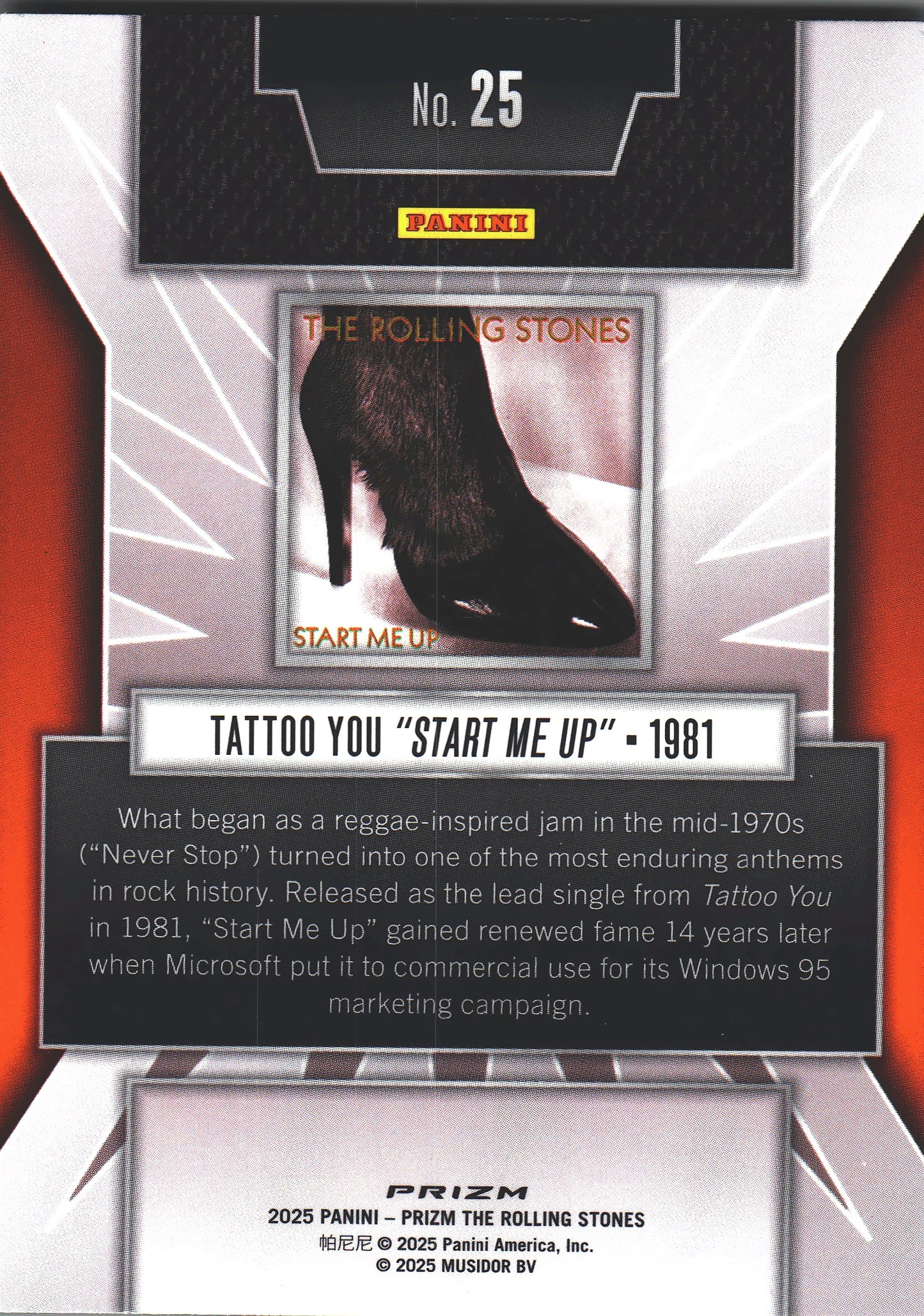 2025 Panini Prizm The Rolling Stones Singles Artwork Silver Tattoo You - Start Me Up #25