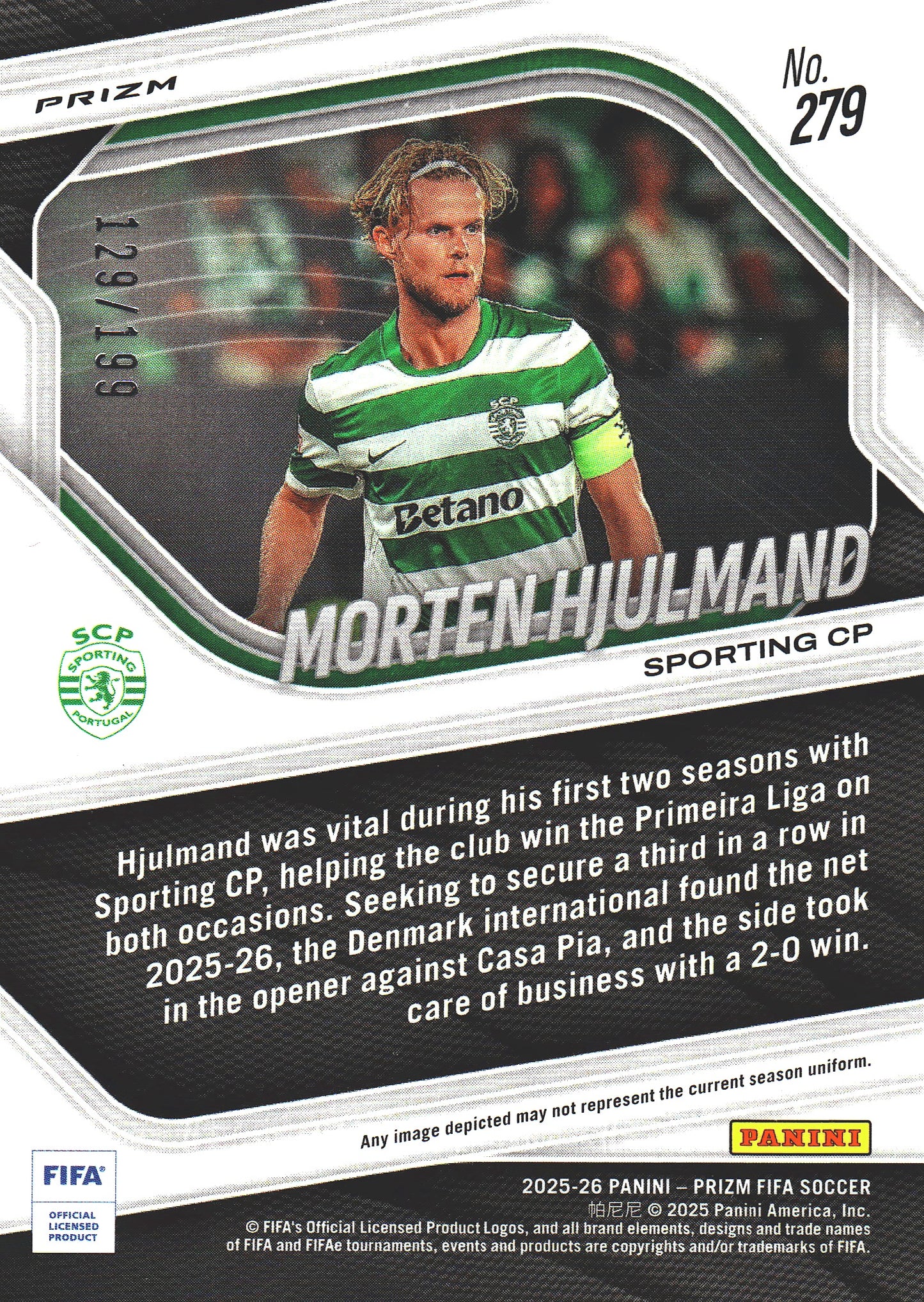 2025 Panini Prizm FIFA Blue /199 Morten Hjulmand #279 Sporting CP