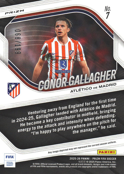 2025 Panini Prizm FIFA Blue /199 Conor Gallagher #7 Atlético Madrid