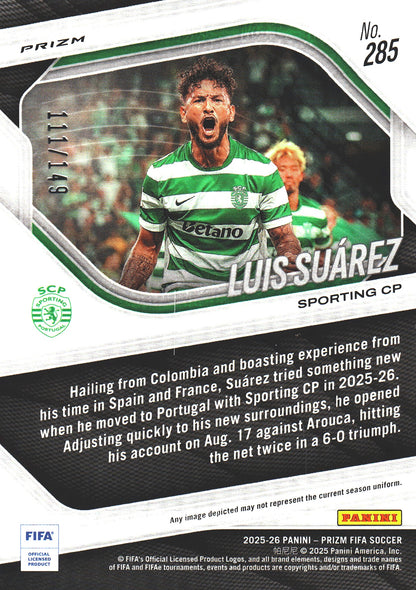 2025 Panini Prizm FIFA Red /149 Luis Suárez #285 Sporting CP