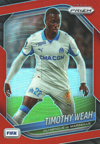2025 Panini Prizm FIFA Red /149 Timothy Weah #147 Olympique Marseille