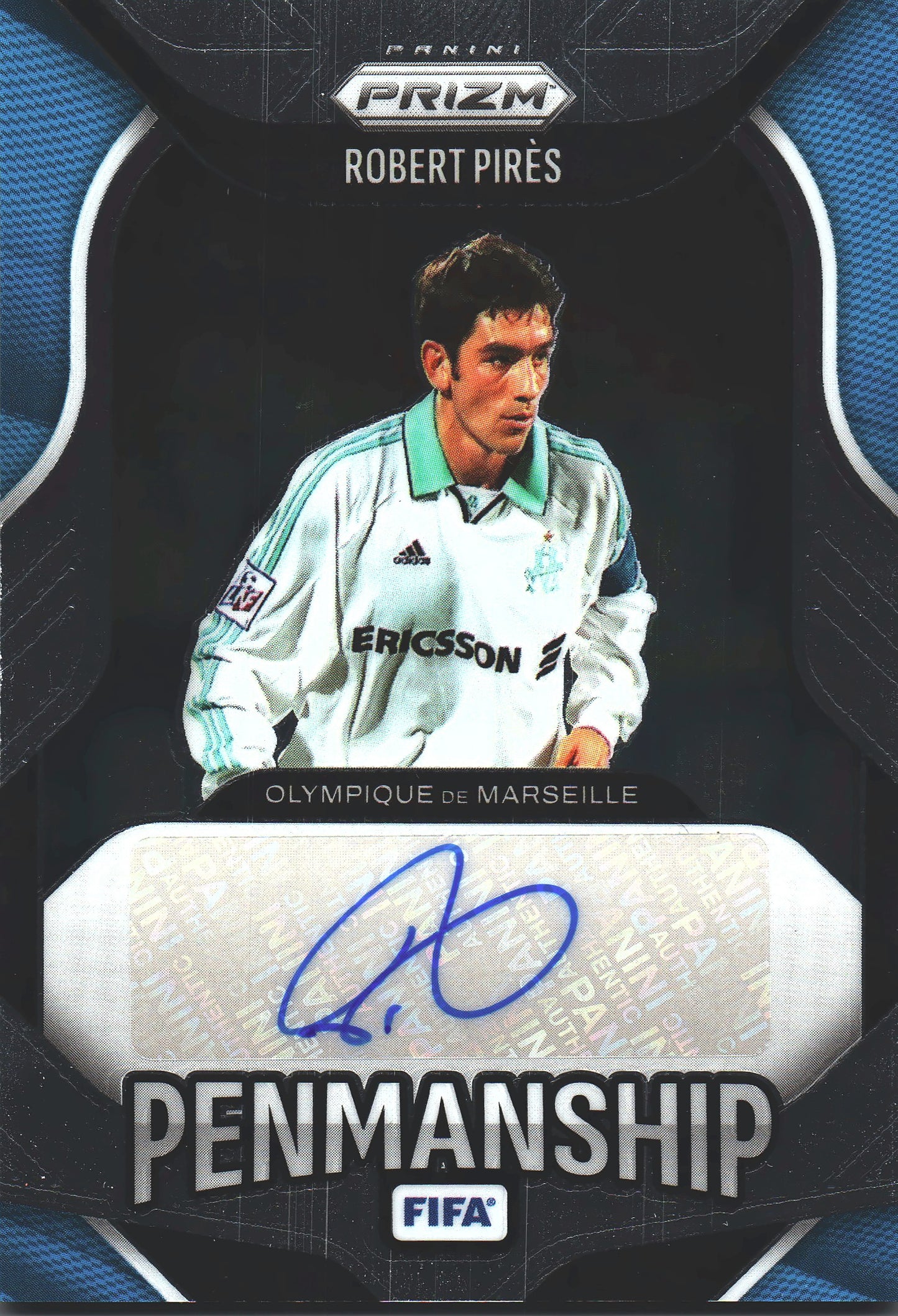 2025 Panini Prizm FIFA Penmanship Auto Robert Pirès #P-RP Olympique Marseille
