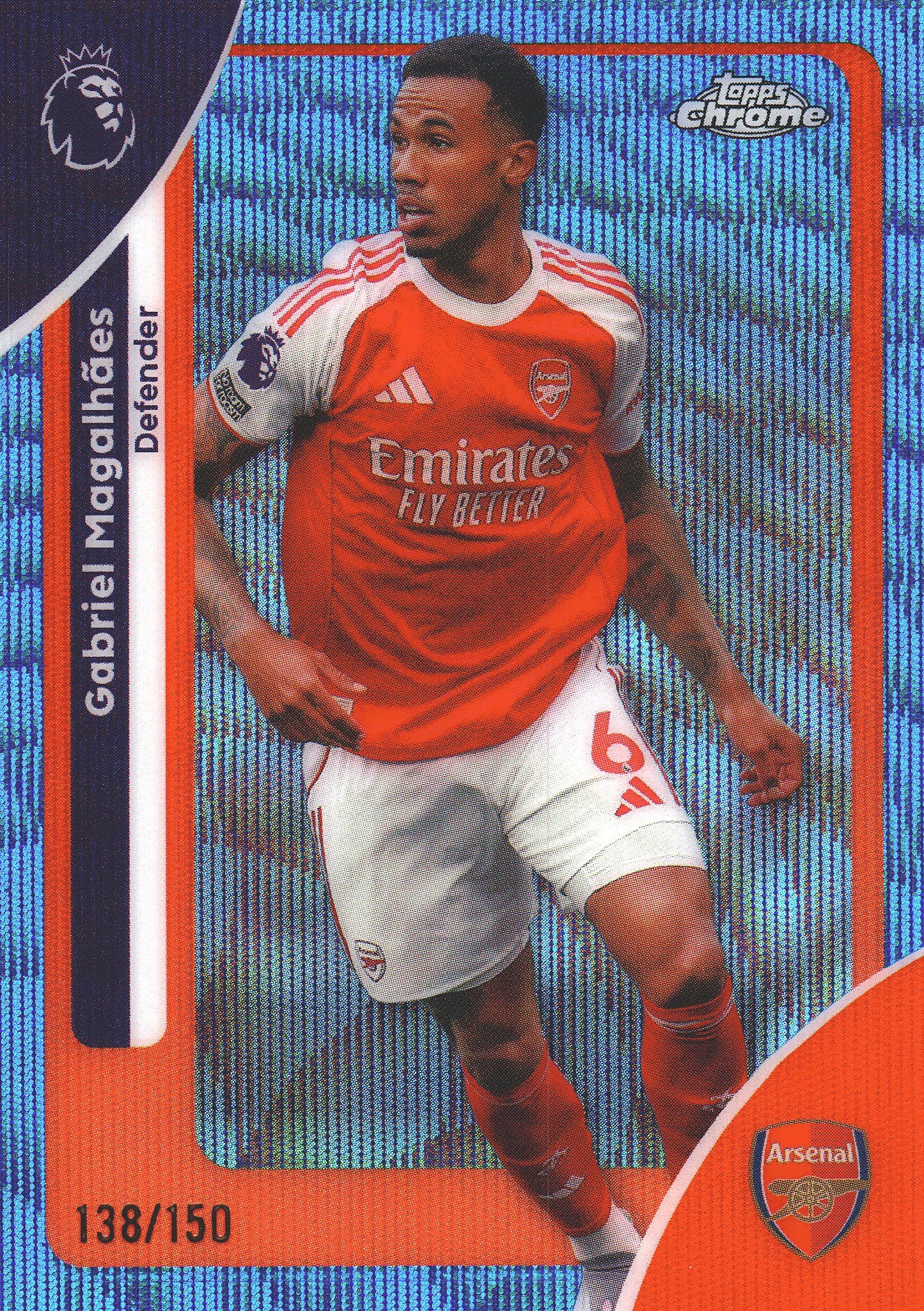 2025 Topps Chrome Premier League Blue /150 Gabriel #16 Arsenal FC
