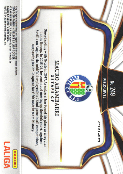 2025 Panini Select La Liga Field Level Silver Mauro Arambarri #249 Getafe CF