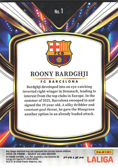 2025 Panini Select La Liga Future Roony Bardghji Silver #1 FC Barcelona