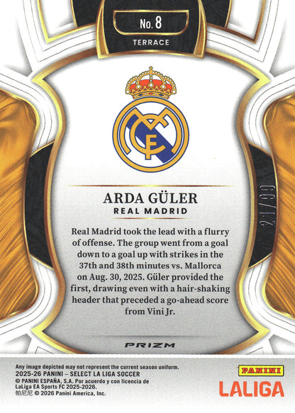 2025 Panini Select La Liga Arda Güler /99 #8 Real Madrid