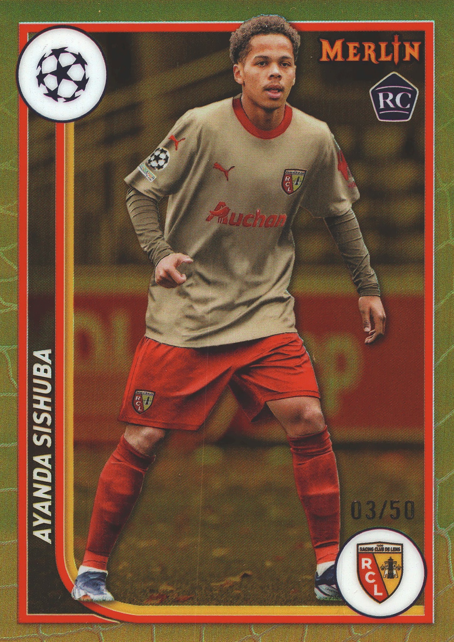 2023 Topps Merlin UCC Chrome Ayanda Sishuba RC /50 #136 RC Lens