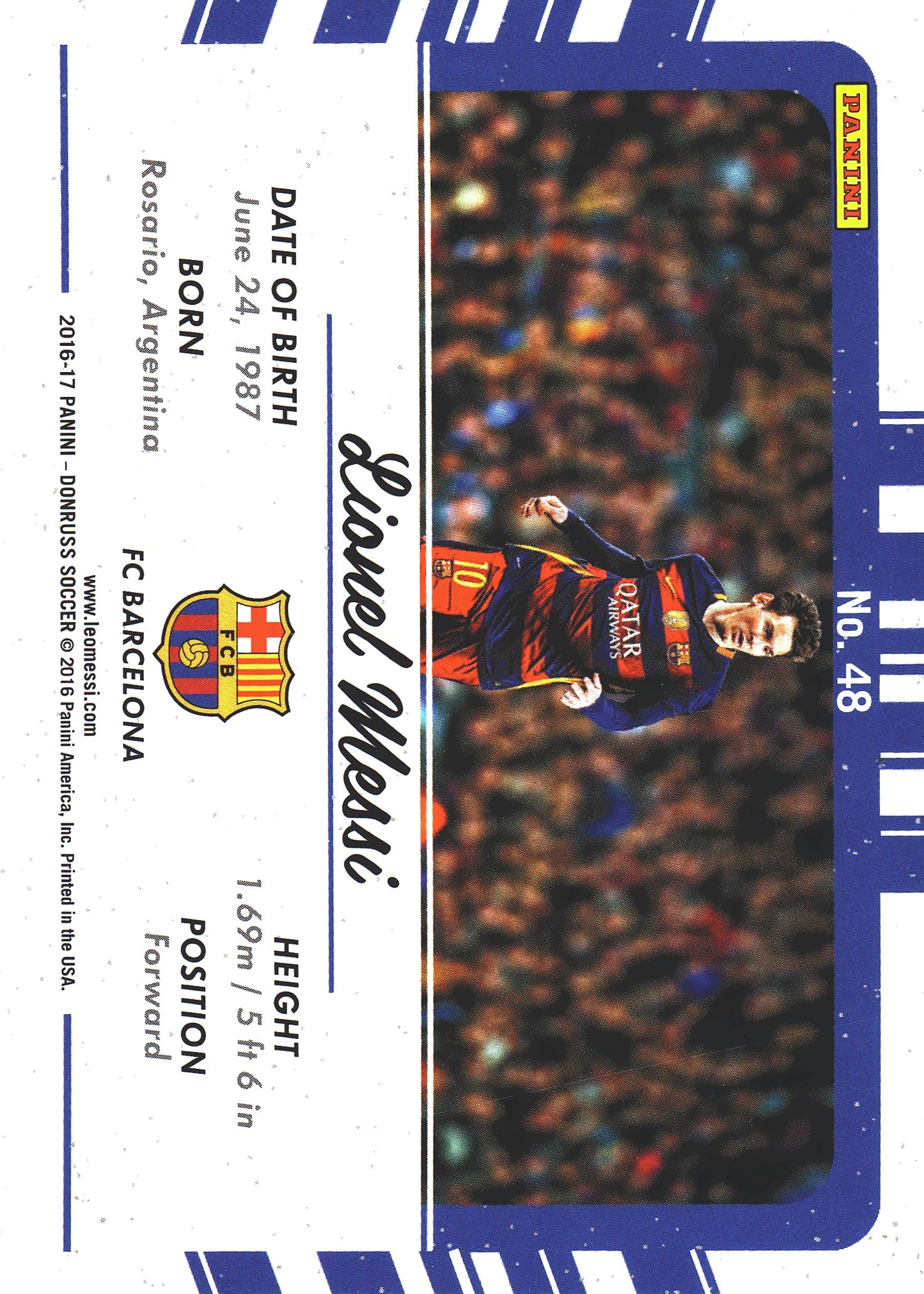 2016 Donruss Pictures Perfect Gold Lionel Messi #48 FC Barcelona