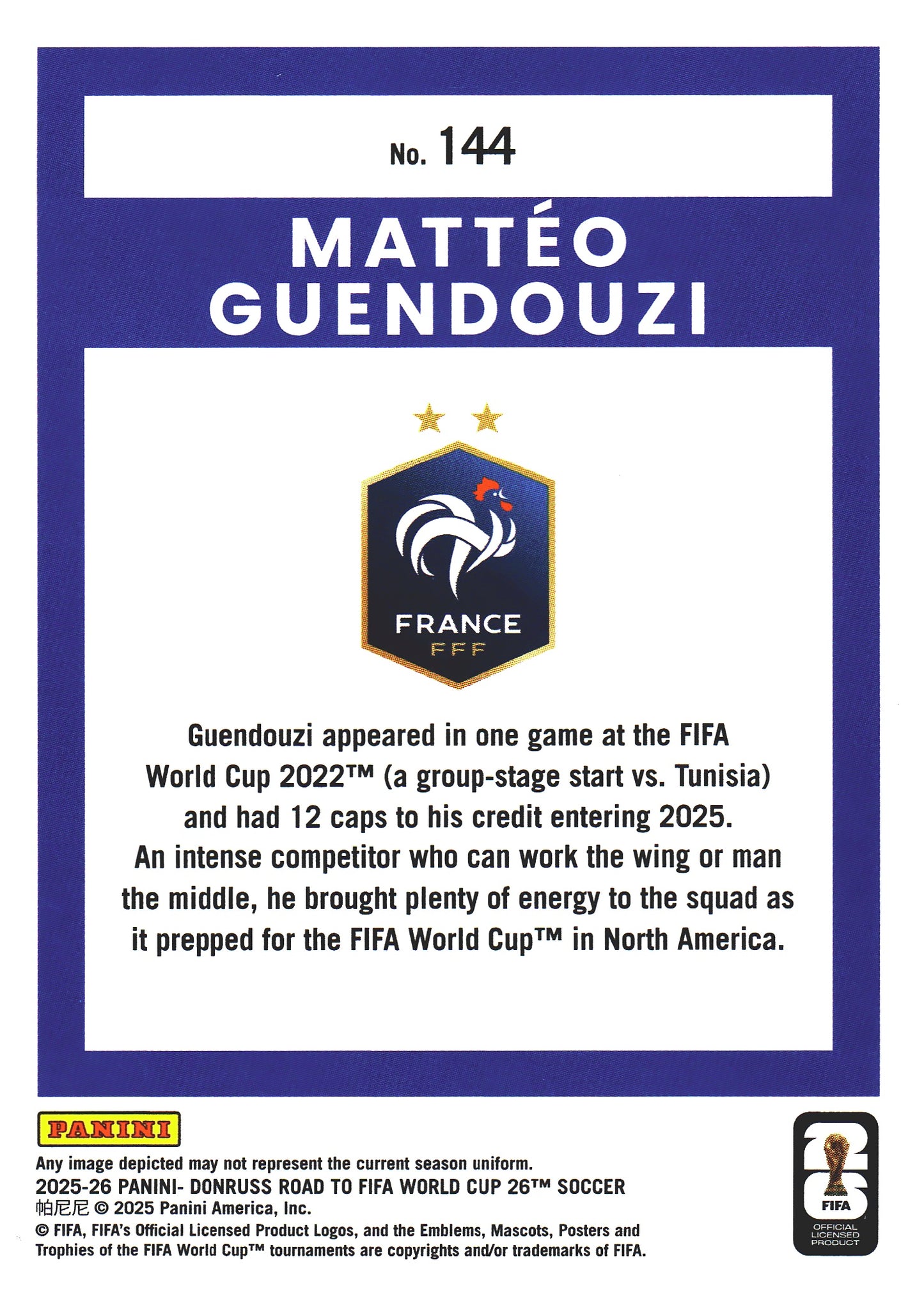 2025 Panini Donruss World Cup Silver Matteo Guendouzi #144 France