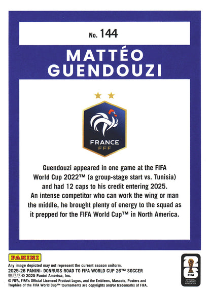 2025 Panini Donruss World Cup Silver Matteo Guendouzi #144 France