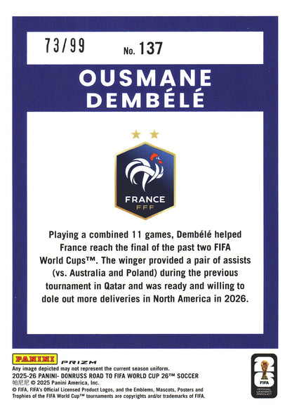 2025 Panini Donruss Optic World Cup Orange /99 Ousmane Dembélé #137 France