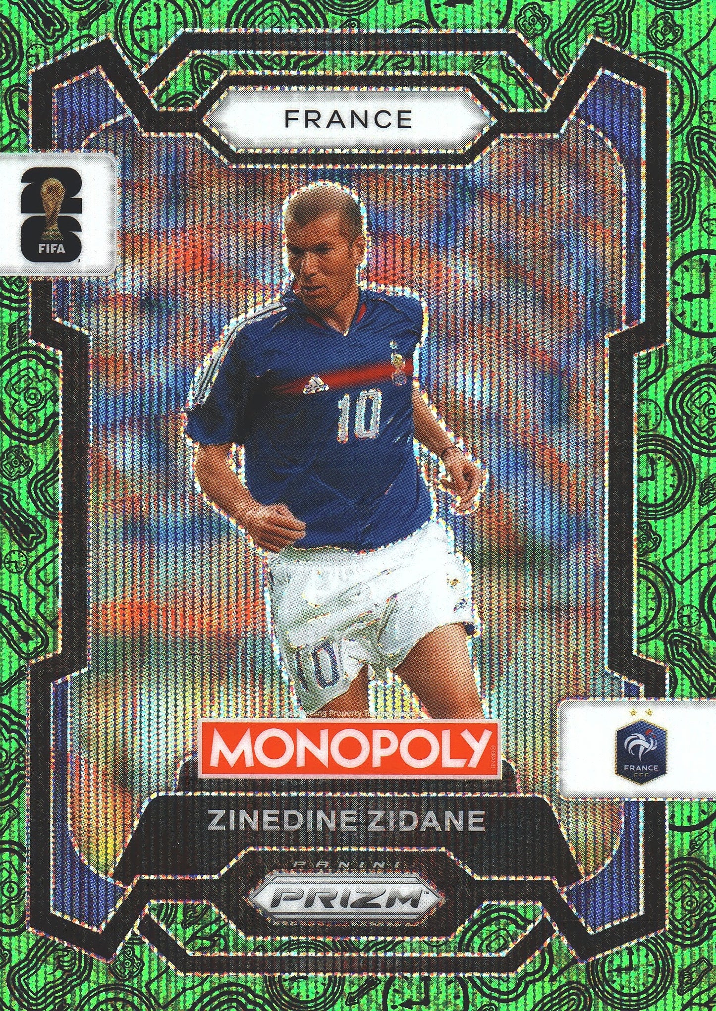 2026 Panini Prizm World Cup Monopoly Green Wave SP Zinedine Zidane #9 France