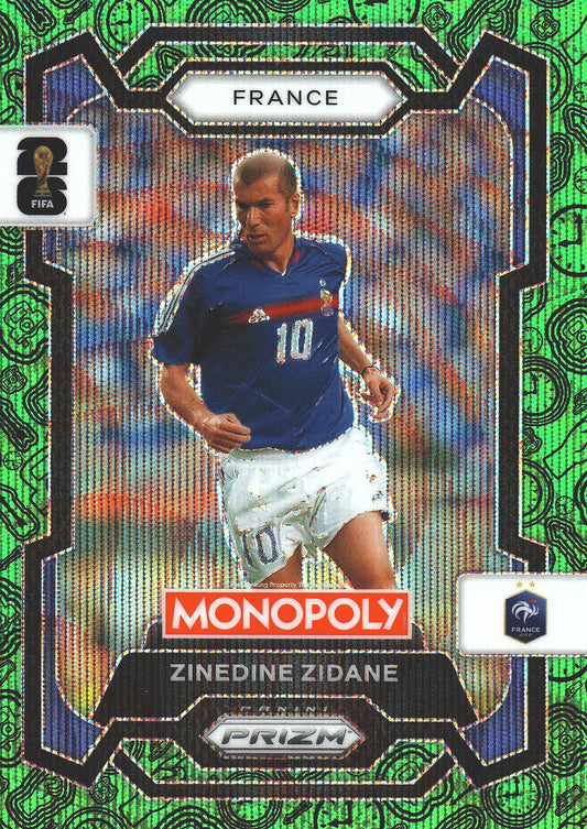 2026 Panini Prizm World Cup Monopoly Green Wave SP Zinedine Zidane #9 France