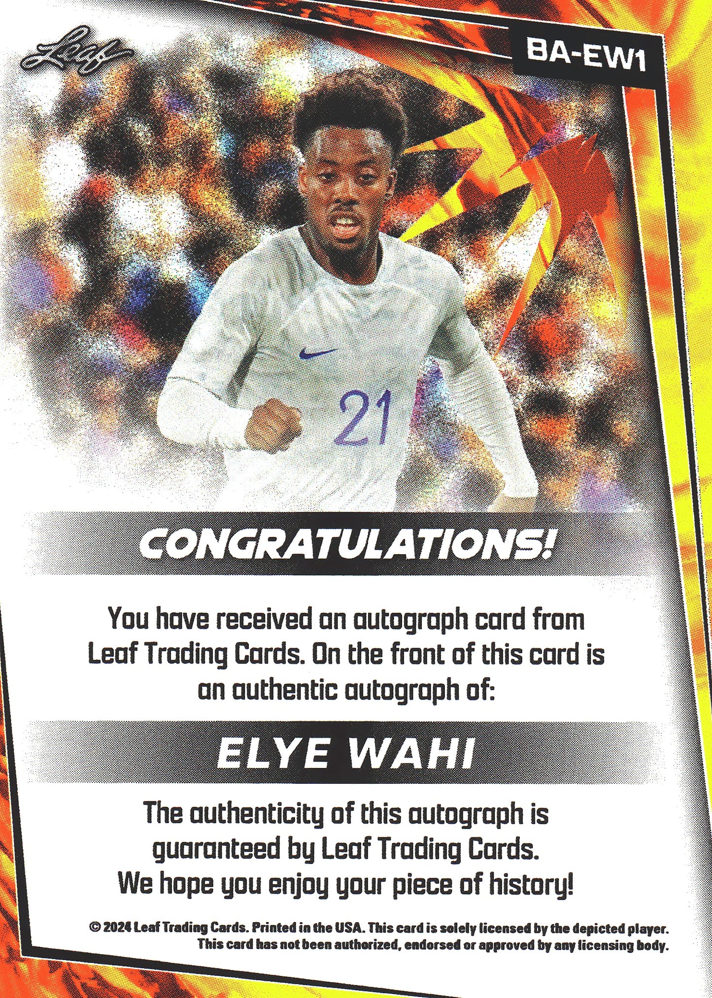 2024 Leaf Elye Wahi Autograph #BA-EWA France