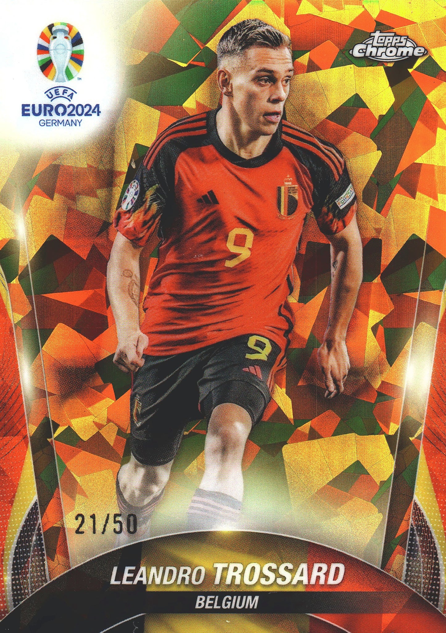 2024 Topps Chrome Sapphire Euro Leandro Trossard Gold /50 #60 Belgium