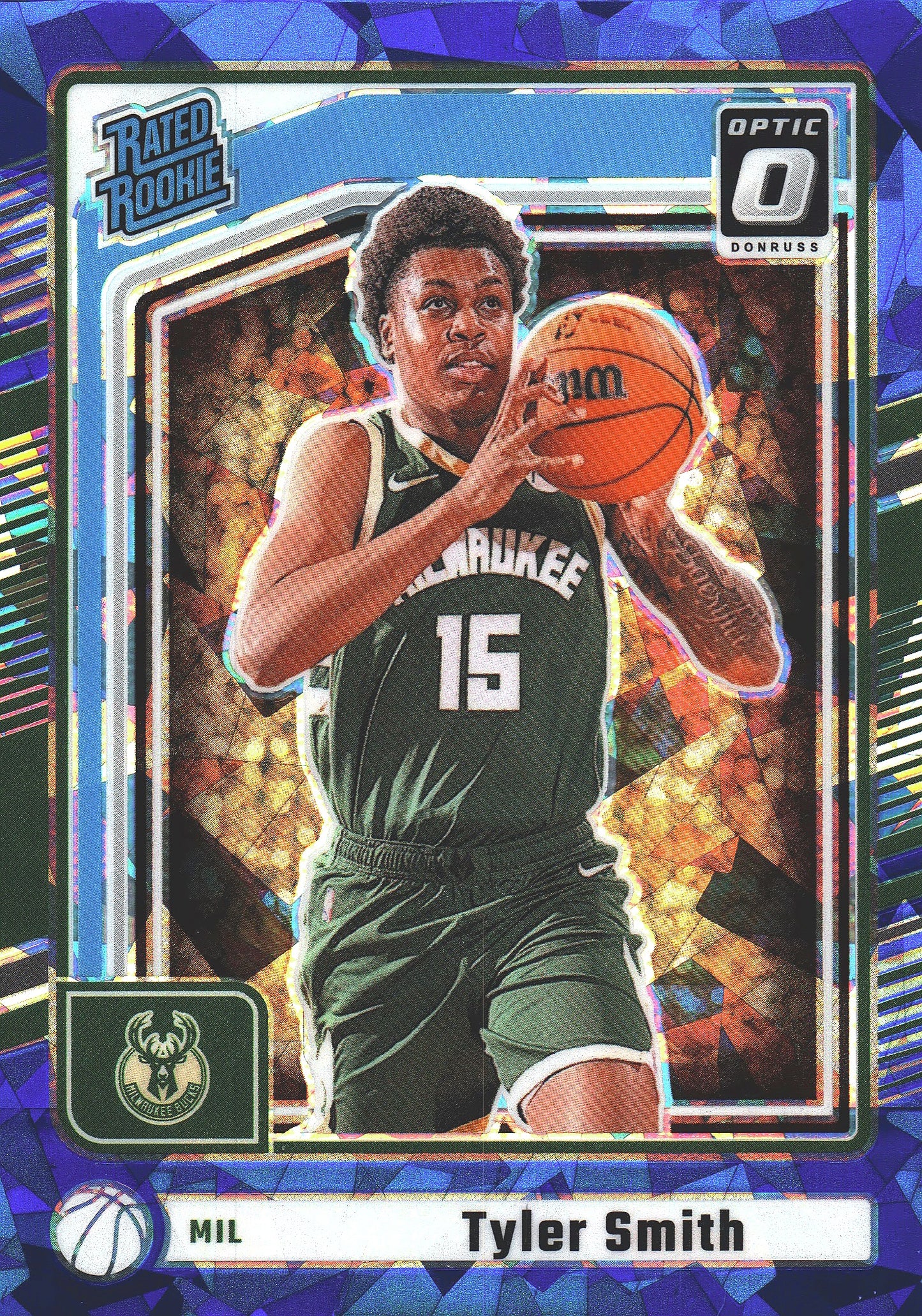 2024 Panini Donruss Optic Blue Ice Rated Rookie Tyler Smith #P-212 Milwaukee Bucks